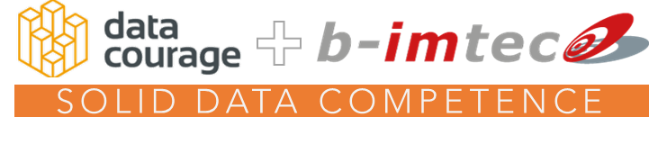 Logo: data courage + b-imtec – Solid Data Competence